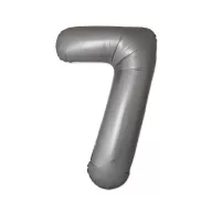 Nummer Moonlight Matt Silber Folienballon Zahl 7, 76 cm (WP)