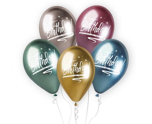 Happy Birthday Shiny Ballon, Luftballon 5 Stück 13 inch (33 cm)