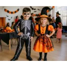 Halloween Skeleton Wendbares Skelett- und Clownkostüm 120/130 cm