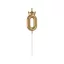 Nummer Champagne Crown Goldene Zahl 0 Kerze, Tortenkerze 6 cm