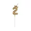 Nummer Champagne Crown Goldene Zahl 2 Kerze, Tortenkerze 6 cm