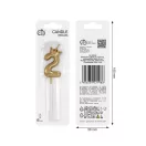 Nummer Champagne Crown Goldene Zahl 2 Kerze, Tortenkerze 6 cm