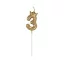 Nummer Champagne Crown Goldene Nummer 3 Kerze, Kuchenkerze 6 cm