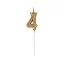 Nummer Champagne Crown Goldene Zahl 4 Kerze, Tortenkerze 6 cm