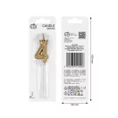 Nummer Champagne Crown Goldene Zahl 4 Kerze, Tortenkerze 6 cm