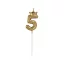 Nummer Champagne Crown Goldene 5 Zahlkerze, Tortenkerze 6 cm