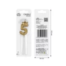 Nummer Champagne Crown Goldene 5 Zahlkerze, Tortenkerze 6 cm