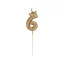 Nummer Champagne Crown Goldene Nummer 6 Kerze, Geburtstagskerze 6 cm