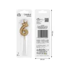 Nummer Champagne Crown Goldene Nummer 6 Kerze, Geburtstagskerze 6 cm