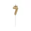 Nummer Champagne Crown Goldene Zahl 7 Kerze, Tortenkerze 6 cm