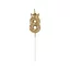 Nummer Champagne Crown Goldene Nummer 8 Kerze, Tortenkerze 6 cm