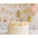 Nummer Champagne Crown Goldene Nummer 8 Kerze, Tortenkerze 6 cm