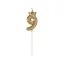 Nummer Champagne Crown Goldene Nummer 9 Kerze, Tortenkerze 6 cm