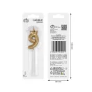 Nummer Champagne Crown Goldene Nummer 9 Kerze, Tortenkerze 6 cm