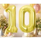 Nummer Light Gold Gold Folienballon Zahl 1, 85 cm