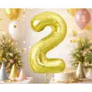 Nummer Light Gold Goldene Folienballon Zahl 2, 85 cm