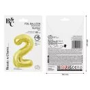 Nummer Light Gold Goldene Folienballon Zahl 2, 85 cm