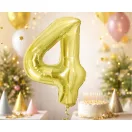 Nummer Light Gold Goldene Folienballon Zahl 4, 85 cm