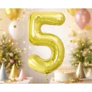 Nummer Light Gold Goldene 5 Nummer Folienballon 85 cm