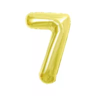Nummer Light Gold Goldene Folienballon Zahl 7, 85 cm