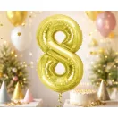 Nummer Light Gold Goldene Nummer 8 Folienballon 85 cm