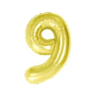 Nummer Light Gold Goldene Zahl 9 Folienballon 85 cm