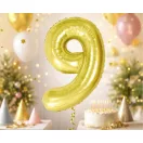 Nummer Light Gold Goldene Zahl 9 Folienballon 85 cm