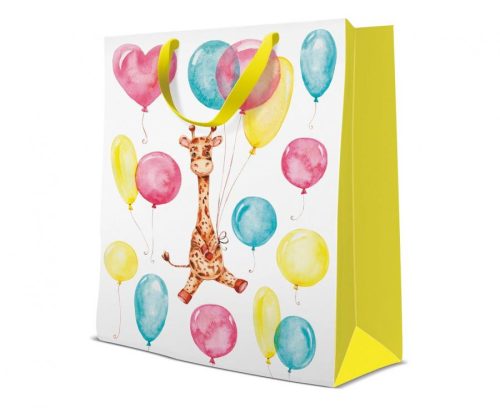 Giraffe Giraffe with Balloon Papier Geschenktasche 26x33 cm