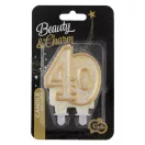 Farbe Gold Goldene glitzernde 40er Tortenkerze, Zahlenkerze