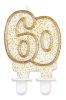 Farbe Gold Goldene Glitzerzahlenkerze, 60