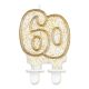 Farbe Gold Goldene Glitzerzahlenkerze, 60