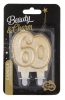 Farbe Gold Goldene Glitzerzahlenkerze, 60