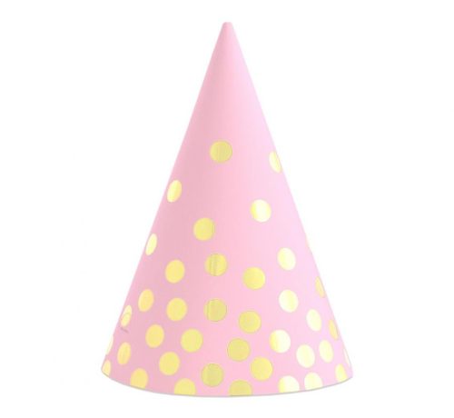 Pink with Gold Dots, Pink Party-Hut, Hut 6 Stk.