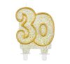 Gold glitzernd 30 als Gold Kuchenkerze, Nummerkerze