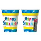 Geburtstag Blue Happy Birthday Papierbecher 6 Stk 270 ml