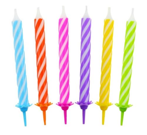Farbe Spiral Geburtstagskerzen-Set, 12 Stk