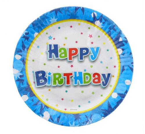 Happy Birthday Blue Pappteller 6 Stück 18 cm