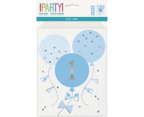 Erster Geburtstag Blue Papiertüte, 8er Pack