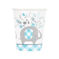Elefant Floral Blauer Papierbecher 8-tlg 266 ml