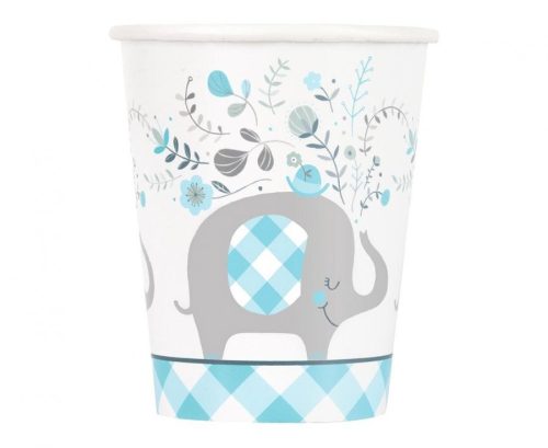 Blau Elefant Floral Pappbecher 8 Stück 266 ml