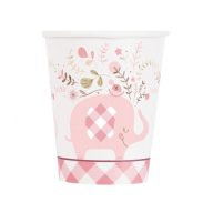 Elefant Floral Rosa Papierbecher 8 Stk 266 ml