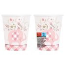 Elefant Floral Rosa Papierbecher 8 Stk 266 ml