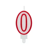   Nummer Roter Umriss, Rote Umrandete Zahlenkerze, Tortenkerze 0