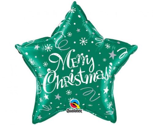 Merry Christmas Green Star Folienballon 51 cm