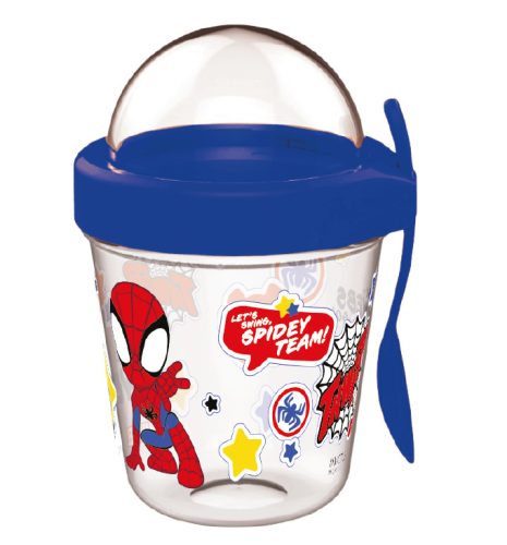 Spiderman Spidey Becher Snack mit Deckel und Löffel 350 ml