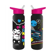   Hello Kitty Punk Kuromi Kuromi Punk Kunststoff-Trinkflasche mit Strohhalm 700 ml
