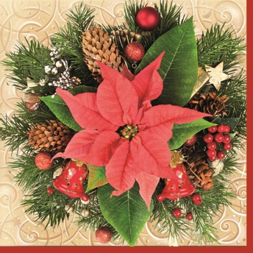 Weihnachten Red Poinsettia i Servietten 20er Pack, 33x33 cm