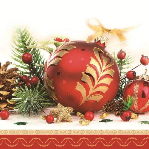 Weihnachten Red Bauble Servietten 20er Pack, 33x33 cm