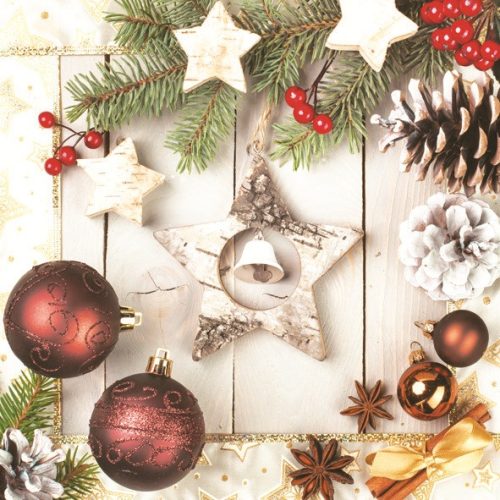 Weihnachten Wooden Star Servietten 20er Pack, 33x33 cm