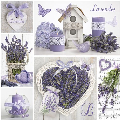 Blume Collage Lavendel Serviette 20 Stk 33x33 cm